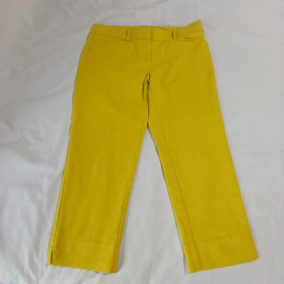 LOFT Marisa The Riviera Pant 8P Lemon Yellow Cotton Blend Cropped Machine Wash - Picture 6 of 9